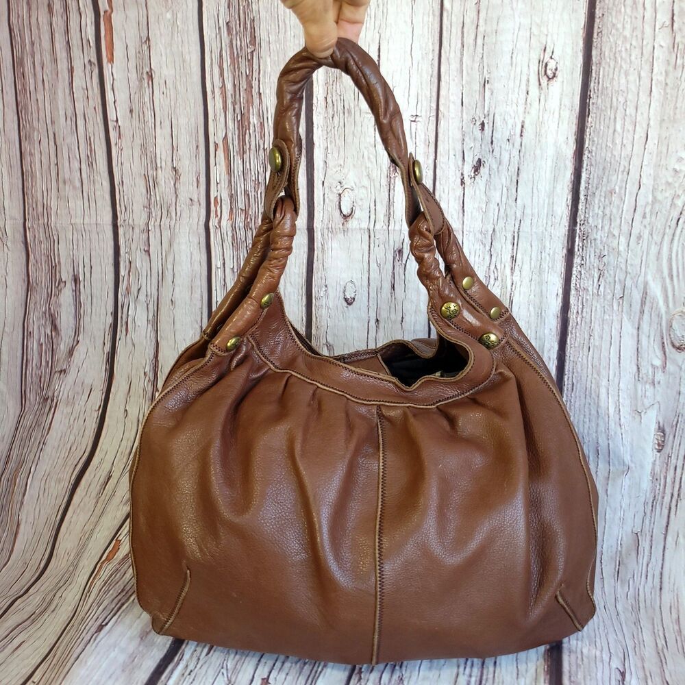 Lucky Brand Leather Slouchy Hobo 2000s Purse Handbag Brown Large